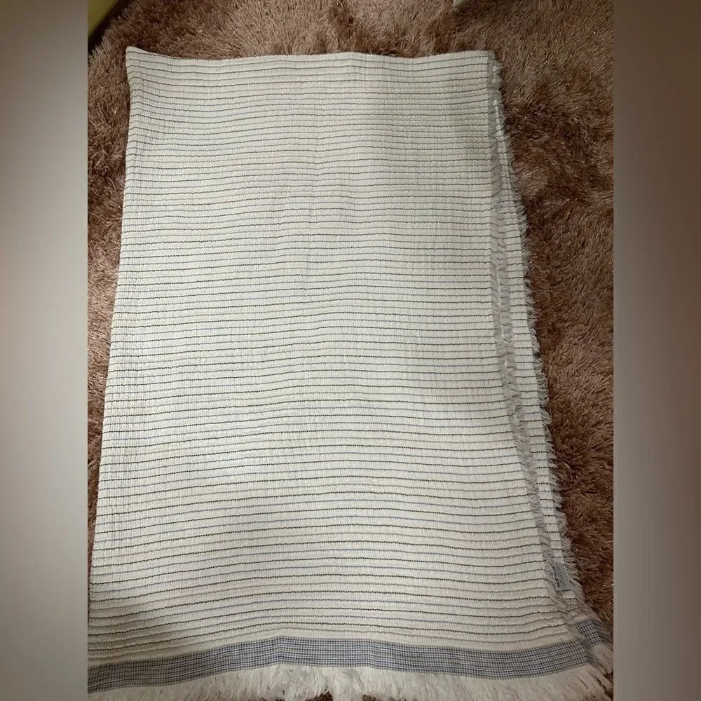 Inup Home Cotton Summer Throw Waffle Weave White,taupe, black, grey and blue